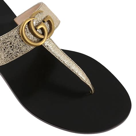 gucci gold chain sandals|Gucci gold sandals flat.